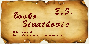 Boško Simatković vizit kartica